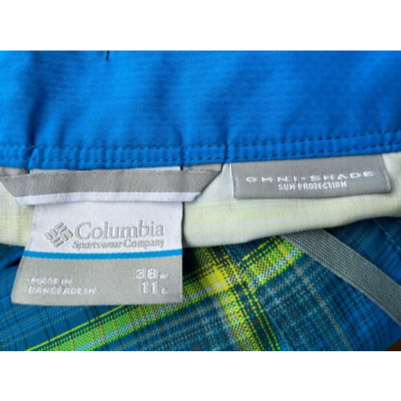 Columbia Waterton Shorts Omni-Shade Sun Protection Hybrid Swim Size 38 Blue Lime - Picture 6 of 7